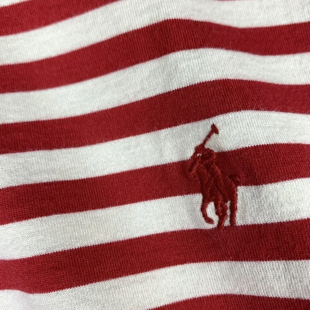 Vintage Polo Ralph Lauren Polo Shirt Mens XL100%‎ Fine Cotton Red White Striped